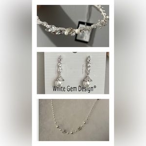 Bridal Jewlery NWT Faux Pearl Bracelet - Drop Earrings and matching headpiece